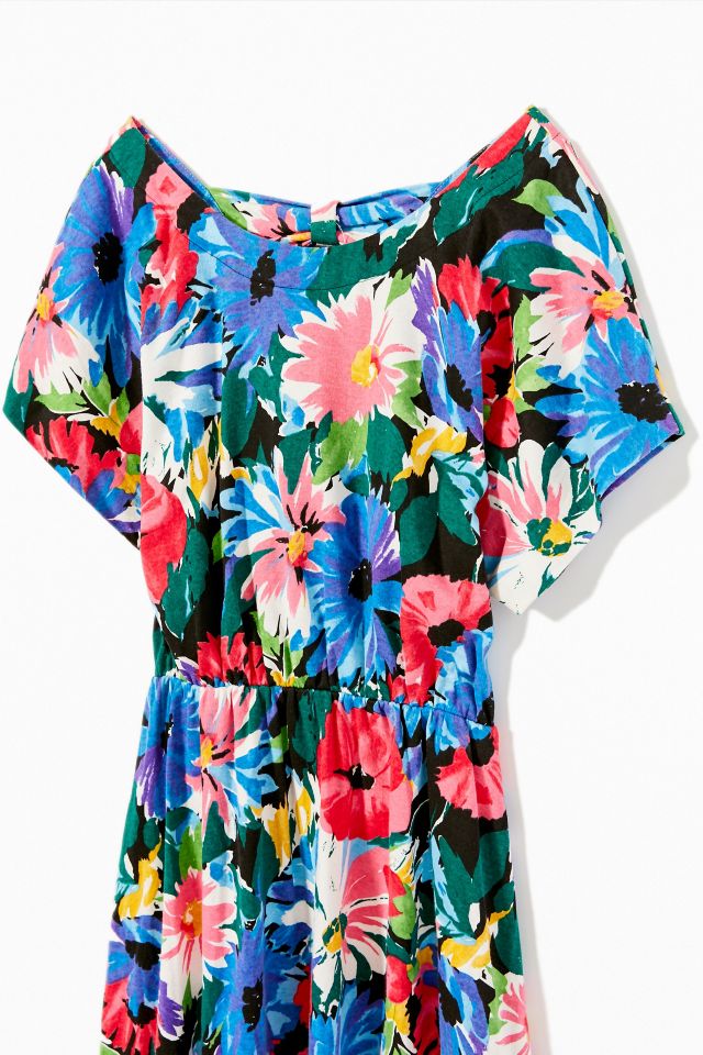 Vintage Floral Keyhole Back Midi Dress  #2