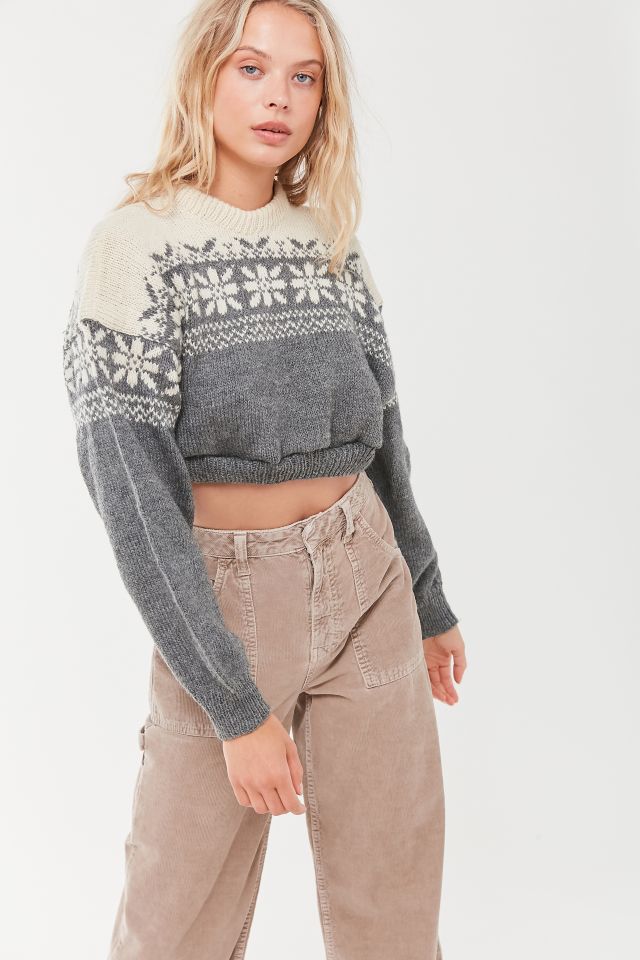 Cropped Crew-Neck Sweater