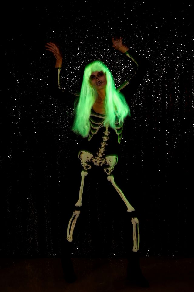 Glow-In-The-Dark Skeleton Bodysuit Halloween Costume #1