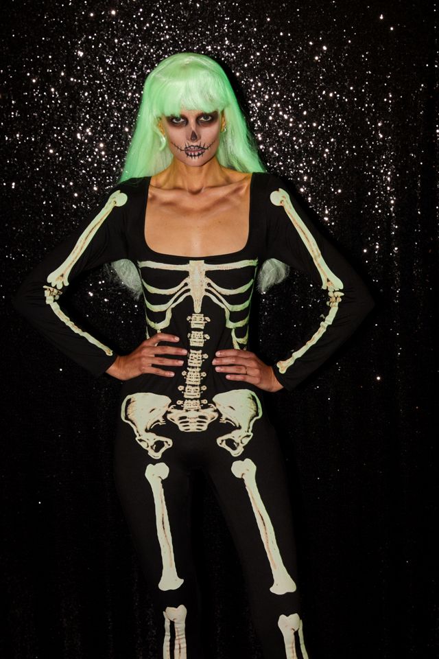 Glow-In-The-Dark Skeleton Bodysuit Halloween Costume #3