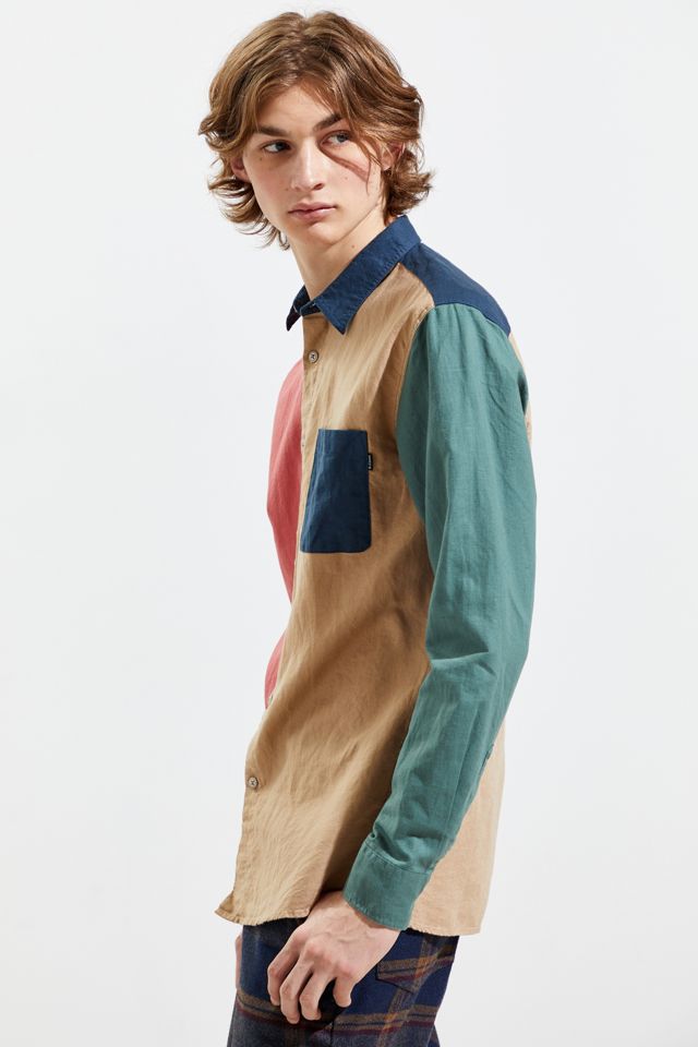 Barney Cools Colorblock Linen Button-Down Shirt | Urban Outfitters Canada