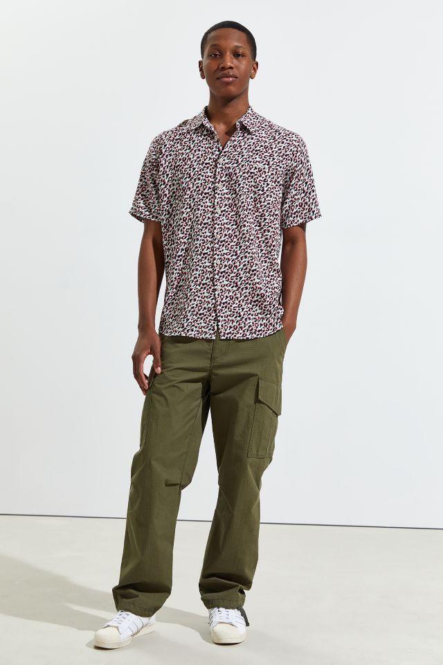 Barney Cools Leopard Holiday Short Sleeve Button-Down Shirt  #1