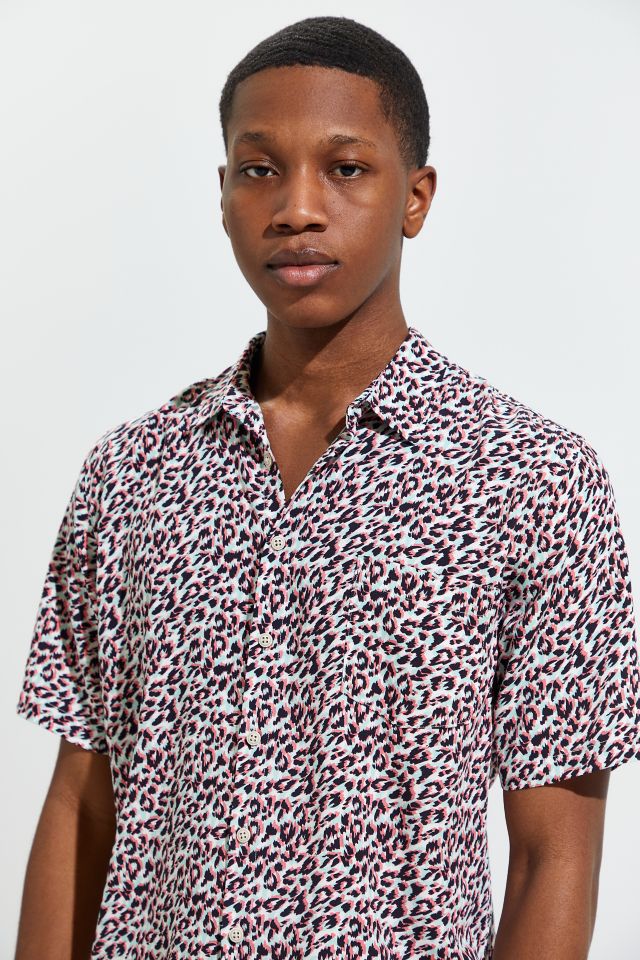 Barney Cools Leopard Holiday Short Sleeve Button-Down Shirt  #3