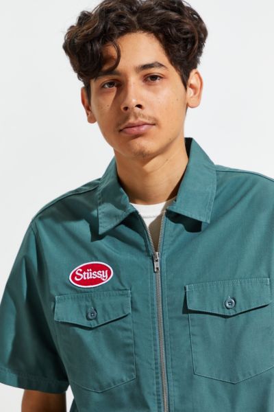 Stussy Garage Short Sleeve Zip-Up Shirt | Urban Outfitters Canada