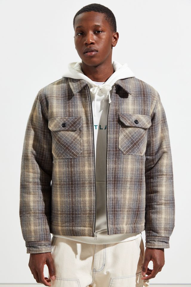 Stussy Heavy Brushed Plaid Zip-Up Overshirt | Urban Outfitters