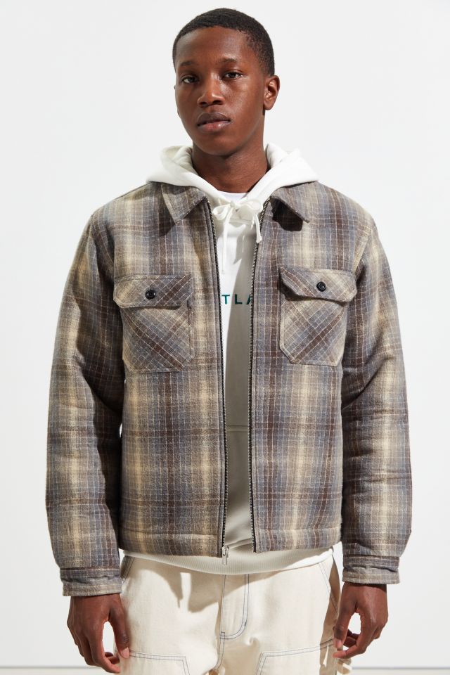 stussy HEAVY BRUSH PLAID ZIP UP JACKET | 32.clinic