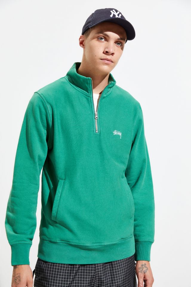 Stussy Stock Logo Mock Neck Quarter-Zip Sweatshirt