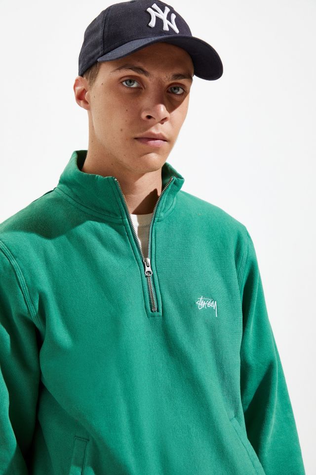 Stussy Stock Logo Mock Neck Quarter-Zip Sweatshirt | Urban