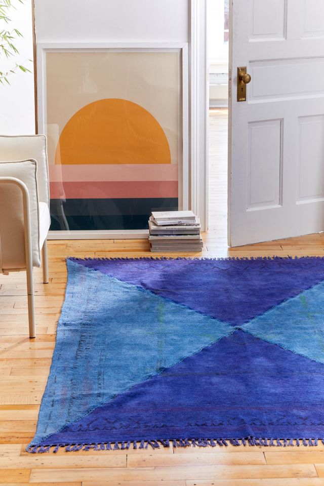 Urban Renewal Overdyed Remnant Triangle Patched Rug #1