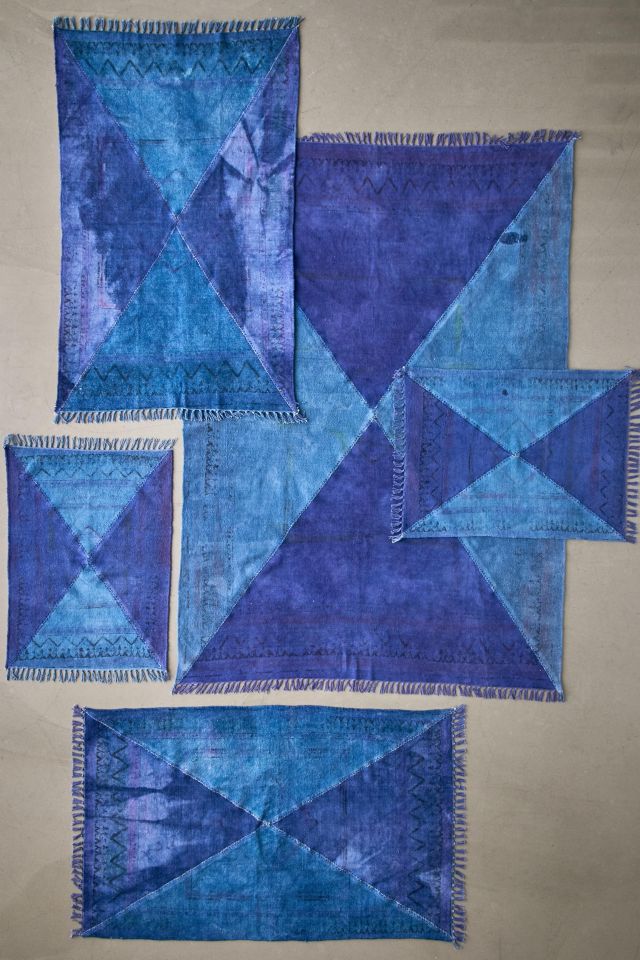 Urban Renewal Overdyed Remnant Triangle Patched Rug #5