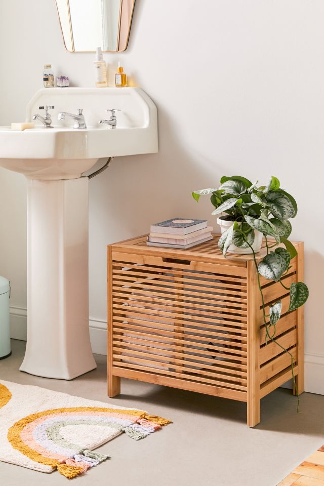 Colourful bamboo bathroom bins