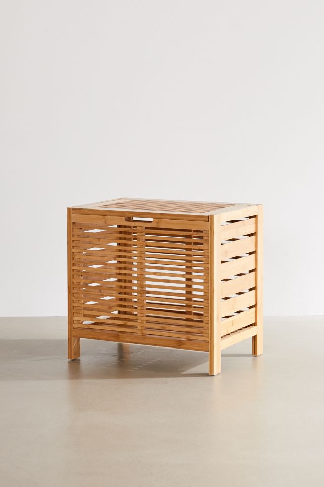Bracken Natural Bamboo Upright Hamper with Safety Lid