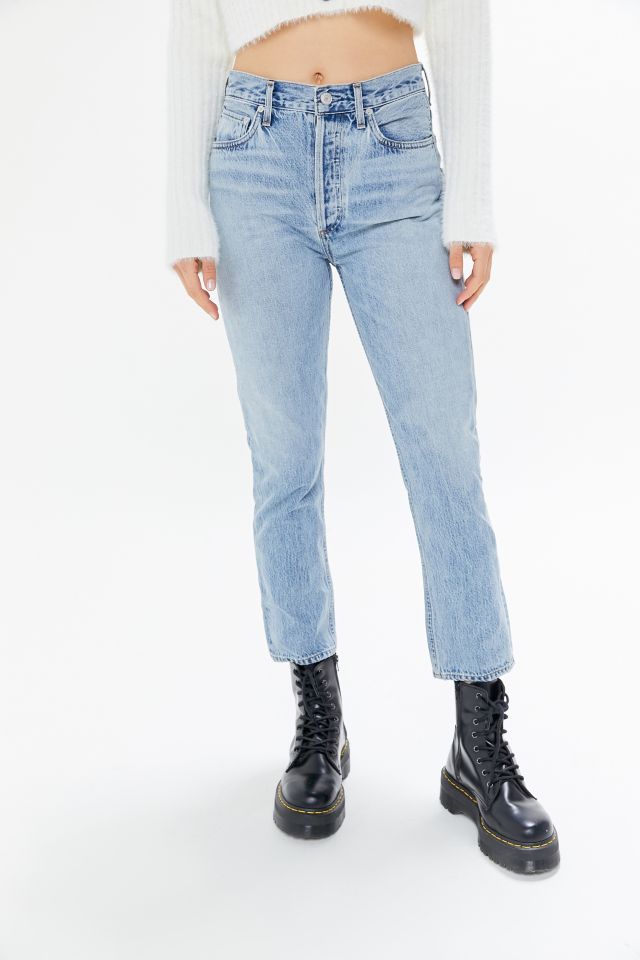 AGOLDE Riley High Waisted Cropped Straight Leg Jean Pressure