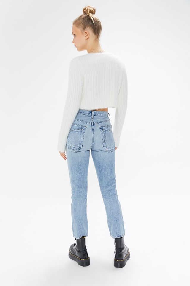 AGOLDE Riley High Waisted Cropped Straight Leg Jean Pressure