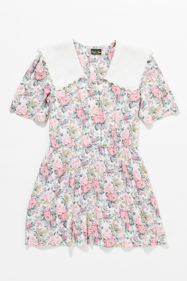 Vintage Floral Wide Collar Mini Dress | Urban Outfitters