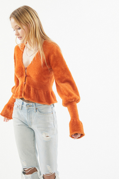 For Love & Lemons Chateau Peplum Cardigan | Urban Outfitters