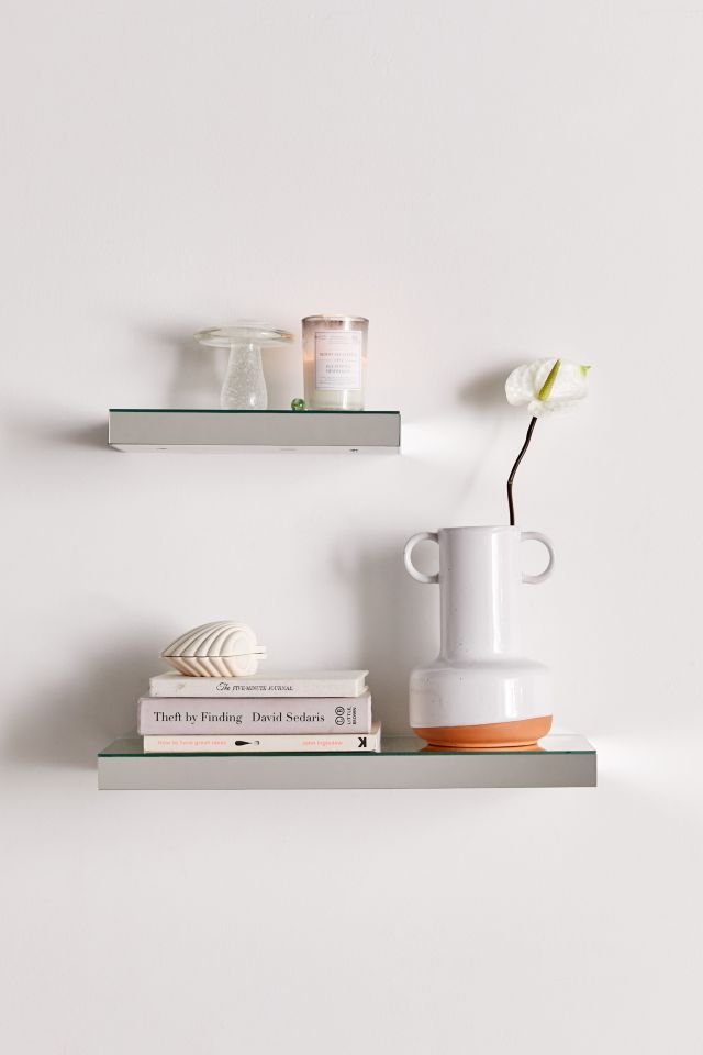 Mirrored deals floating shelves