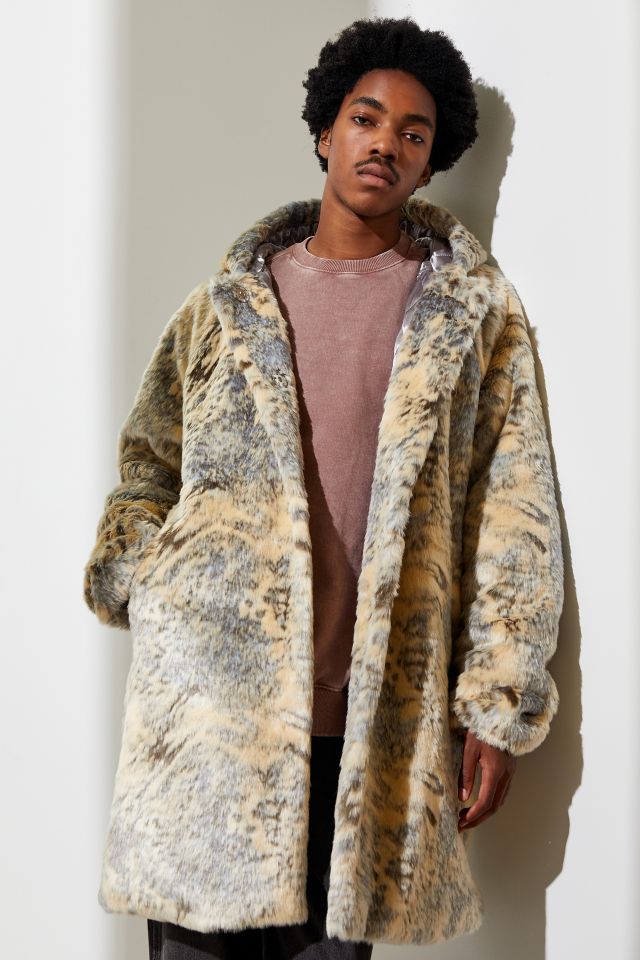 UO Faux Fur Long Hooded Jacket | Urban Outfitters Canada