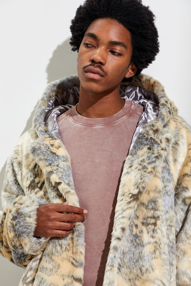 UO Faux Fur Long Hooded Jacket | Urban Outfitters