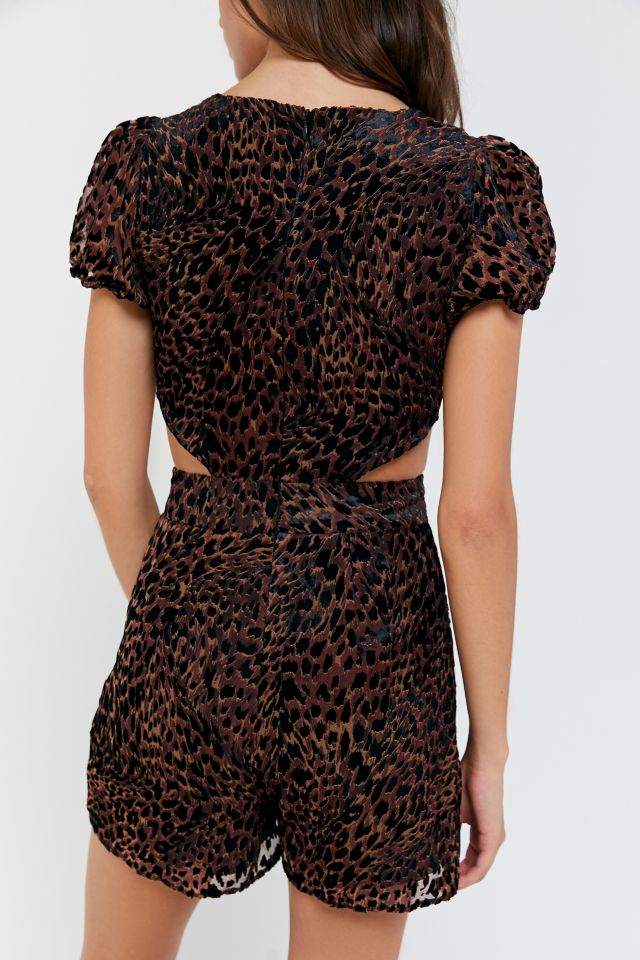 UO Olivia Velvet Cutout Romper #2