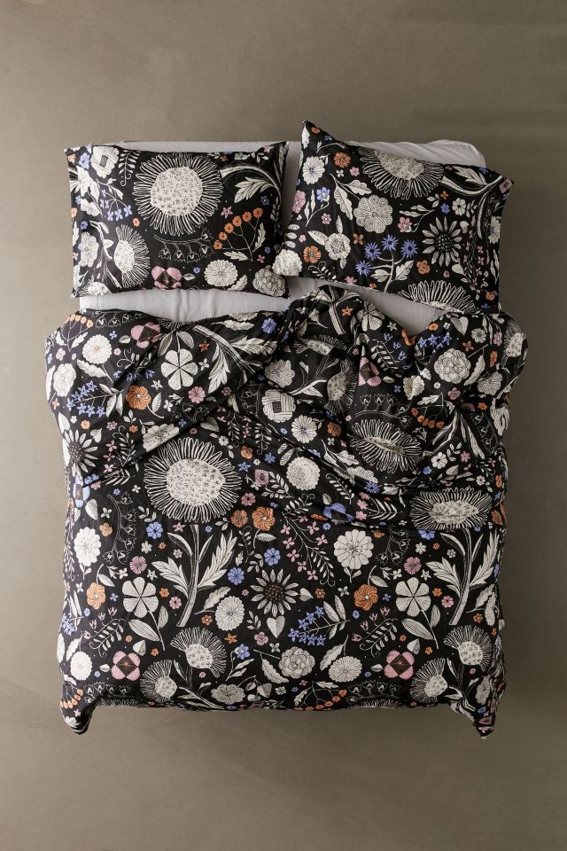 Shelby Woodblock Floral Duvet Set #1