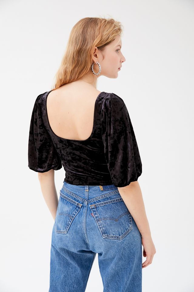 UO Velvet Puff Sleeve Bustier Top #3