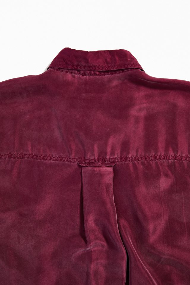 Vintage Wine Silk Short Sleeve Button-Down Shirt #3