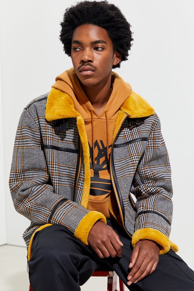 UO Plaid Faux Shearling B3 Bomber Jacket | Urban Outfitters Canada