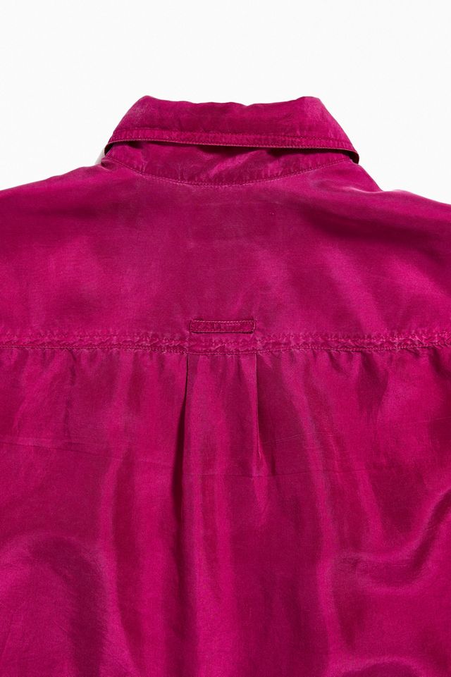 Vintage Raspberry Silk Short Sleeve Button-Down Shirt | Urban ...