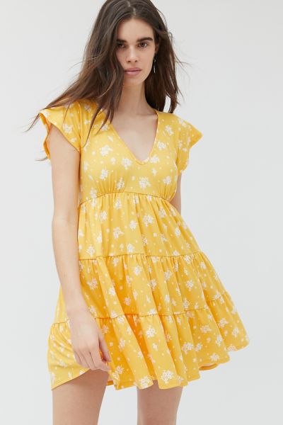 uo julia tiered ruffle mini dress