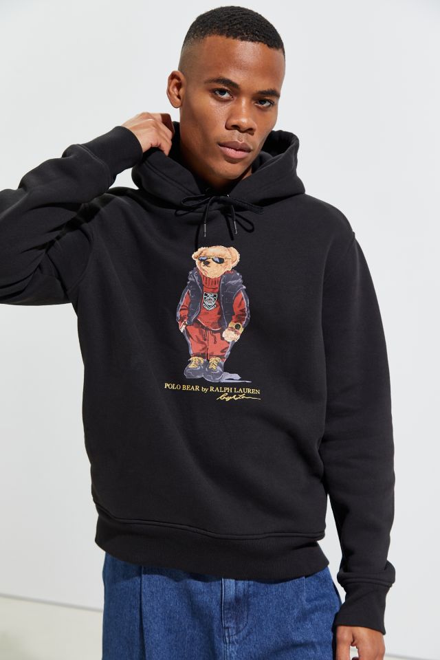 Mens polo cheap hoodie with bear