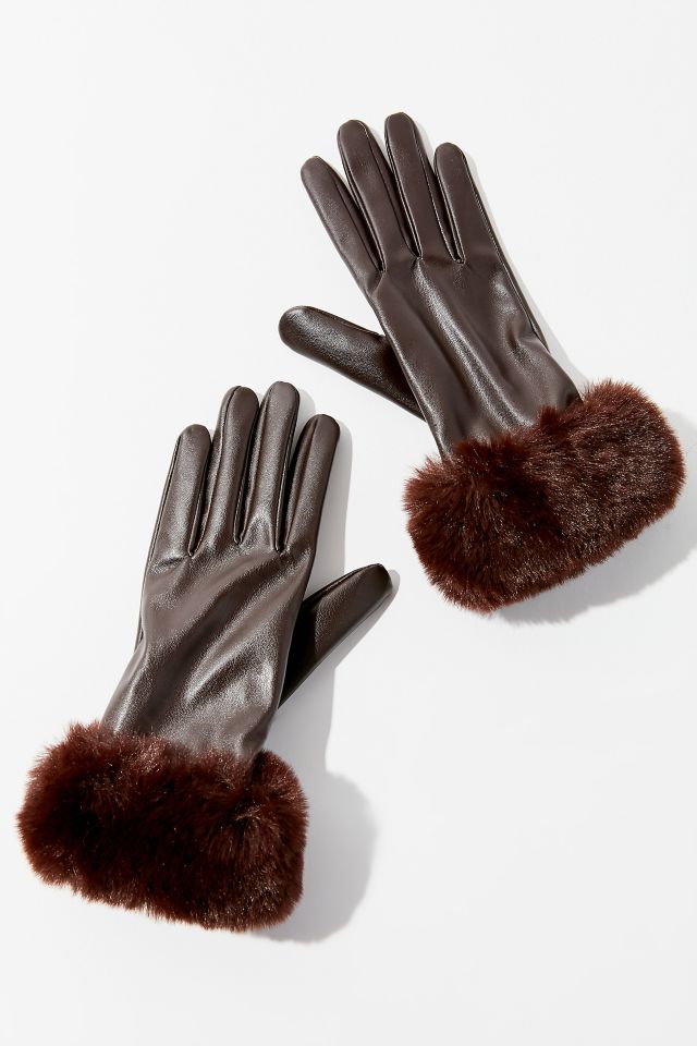 Gants en cuir à bordure en fausse fourrure de UO #1