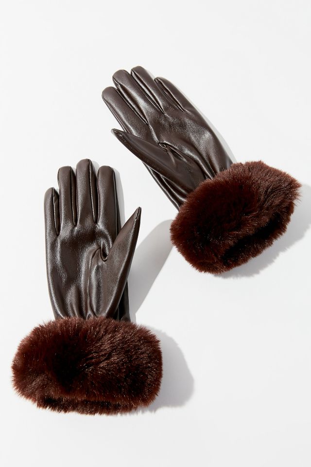 Gants en cuir à bordure en fausse fourrure de UO #2
