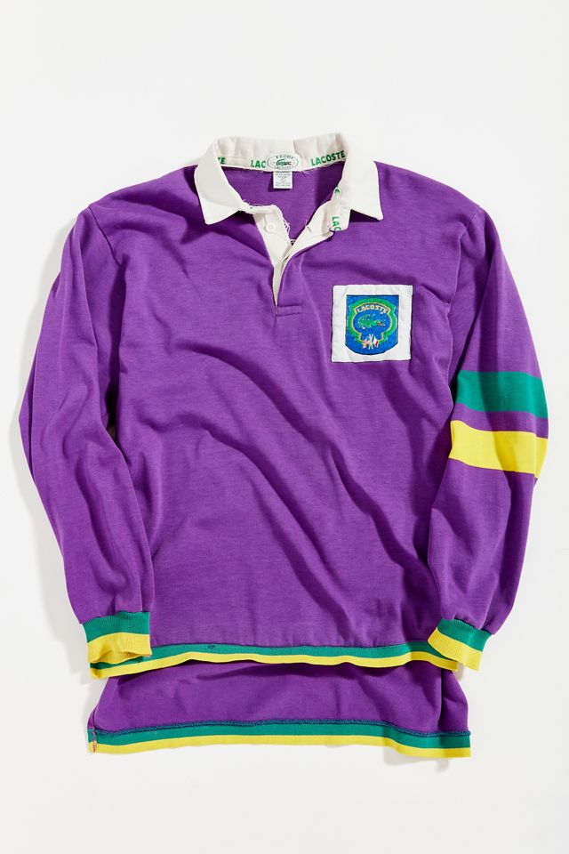 Lacoste French-designed long-sleeved polo shirt, men's size L cotton black type Vintage Second Hand