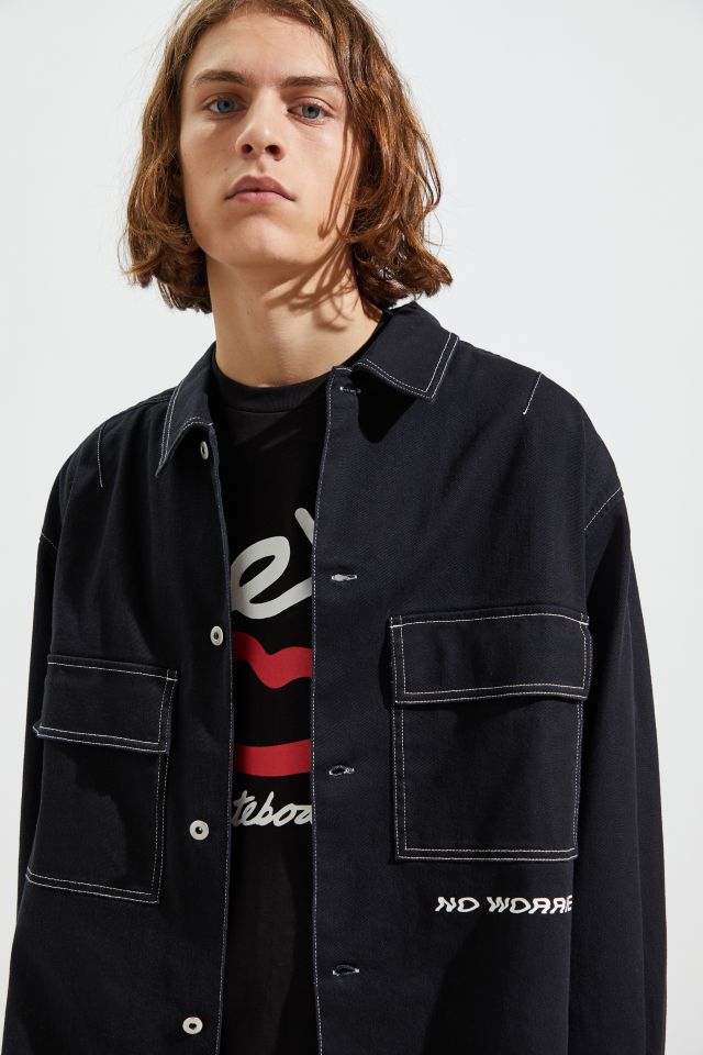 UO Contrast Stitch Button-Down Overshirt | Urban Outfitters