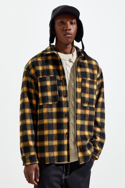 UO Brushed Plaid Button-Down Overshirt | Urban Outfitters