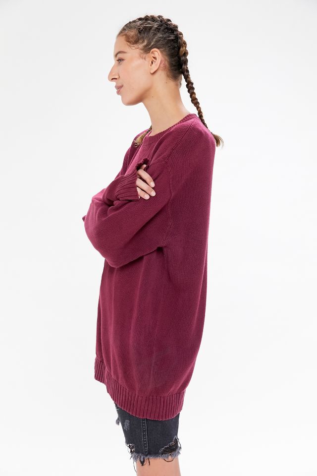 Vintage Oversized Solid Crew Neck Sweater  #4