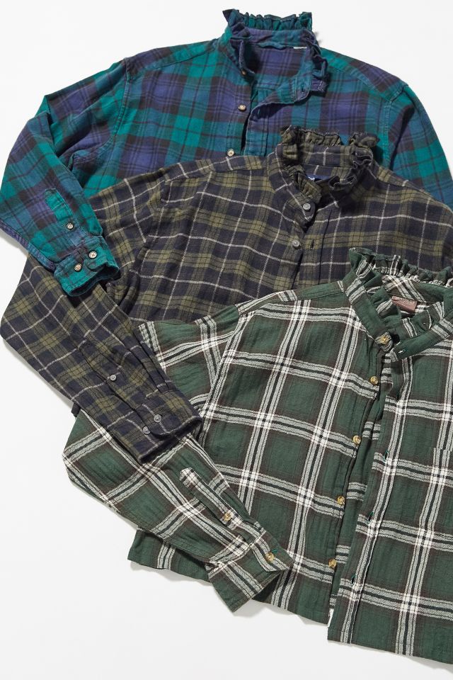 Urban Renewal Recycled Ruffle Collar Flannel Button-Down Shirt    #1