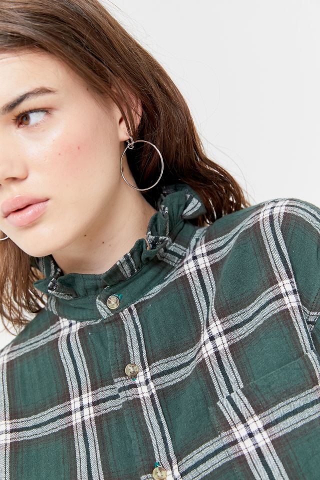 Urban Renewal Recycled Ruffle Collar Flannel Button-Down Shirt    #2