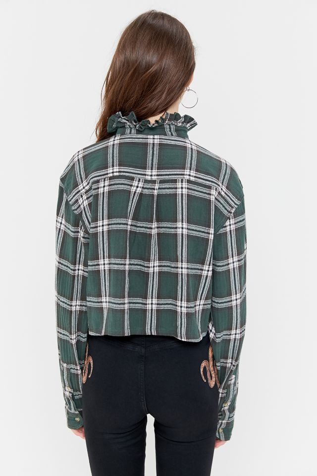 Urban Renewal Recycled Ruffle Collar Flannel Button-Down Shirt    #3
