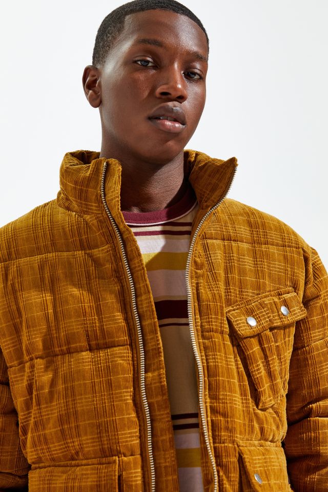 UO Debossed Corduroy Puffer Jacket