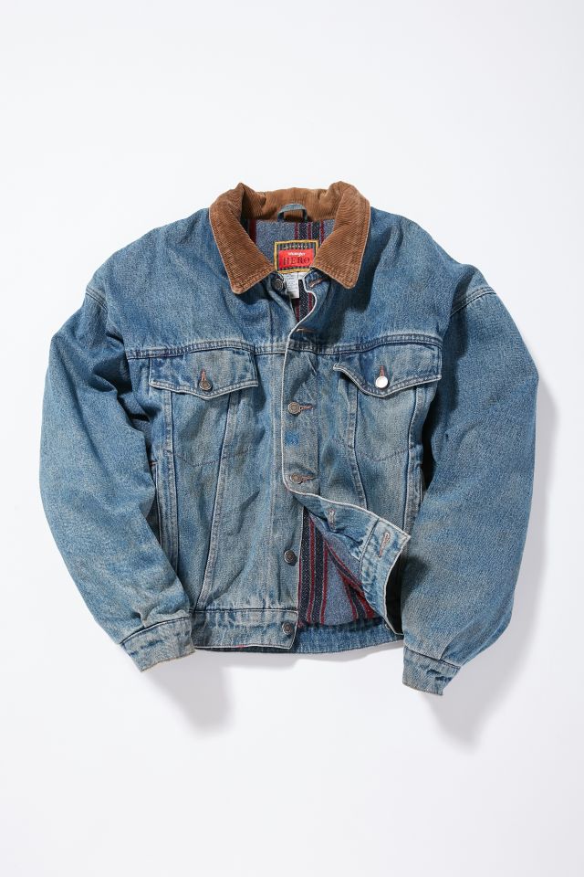 Jean jacket with corduroy collar sale