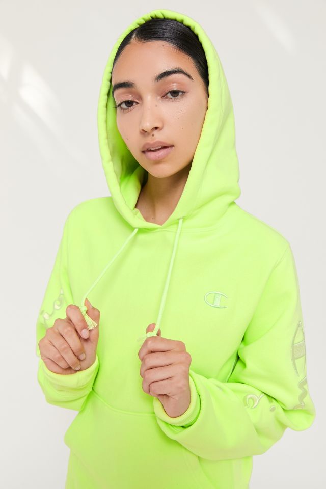 Champion uo exclusive boyfriend script sleeve hoodie sweatshir hotsell