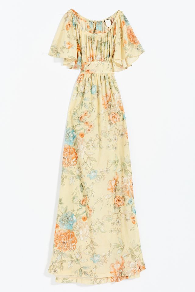 Vintage Flutter Sleeve Maxi Dress | Urban Outfitters