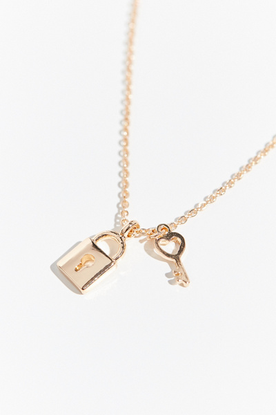 Lock Key Mini Charm Necklace | Urban Outfitters