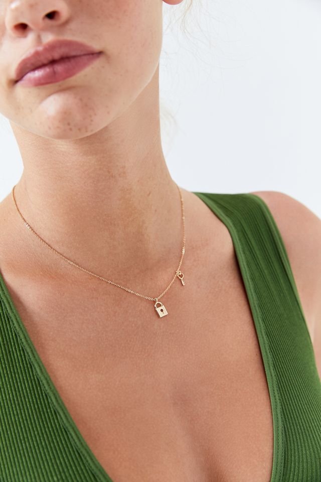 Lock Key Mini Charm Necklace #1