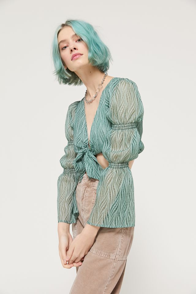 J.O.A. Plunging Tie-Front Top #2