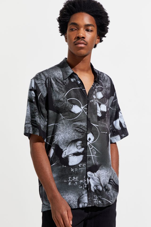 UO Math Man Duo Rayon Short Sleeve Button-Down Shirt 
