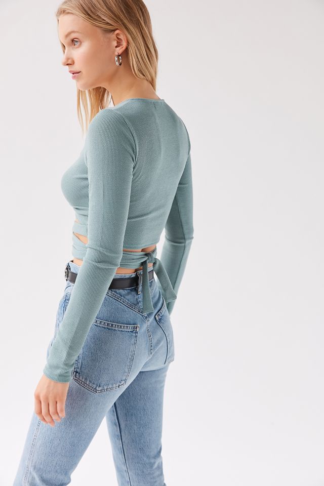 UO Sabel Textured Wrap Top #1