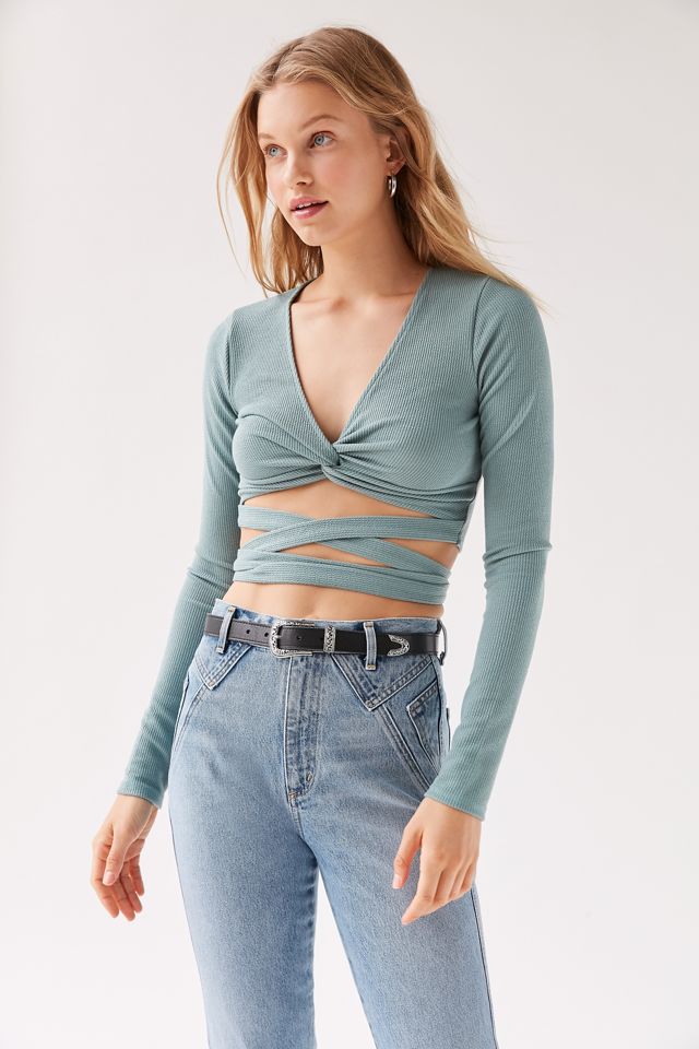 UO Sabel Textured Wrap Top #3